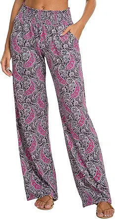 Urban CoCo Women's Boho Palazzo Pants Wide Leg Lounge Pants