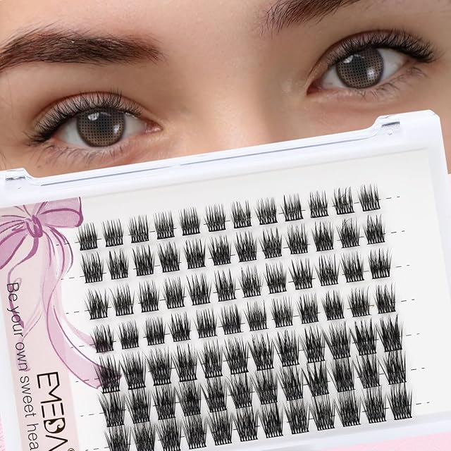 EMEDA DIY przedłużanie rzęs mix D curl 8mm Indywidualne rzęsy klastra Super cienka taśma lash extensions DIY rzęsy Wielokrotnego użytku Naturalne Fałszywe rzęsy klastry rzęs (D02-8mm)