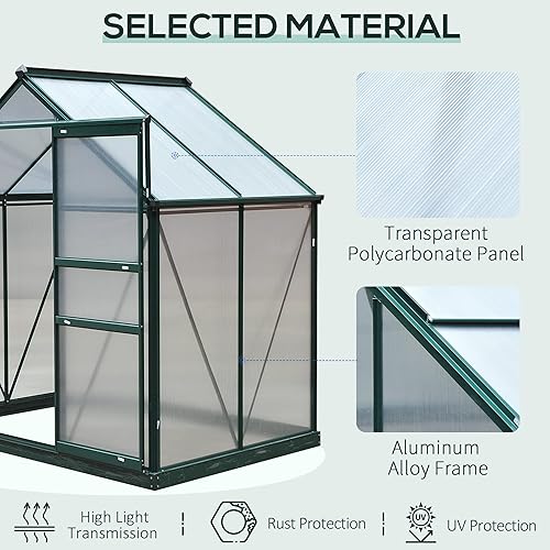 Miniatura 5 de Outsunny  Balancín de policarbonato portátil Walk-In Jardín Invernadero