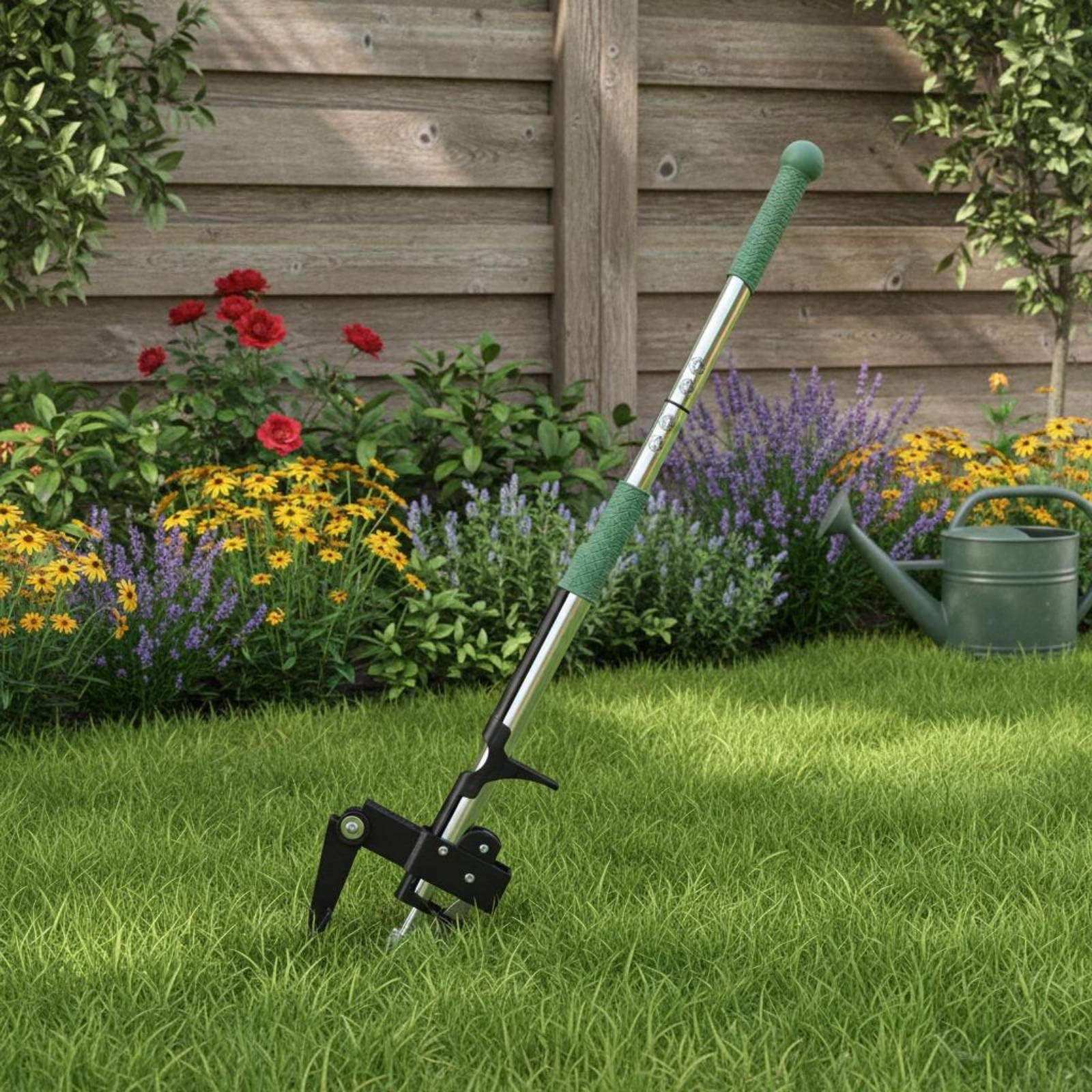 Estirpatore di Erbacce Manuale Estirpatore Sarchiatore Diserbante Strappatore in Alluminio con Asta Lunga per Lavorare in Piedi Struttura Smontabile, 2-Section