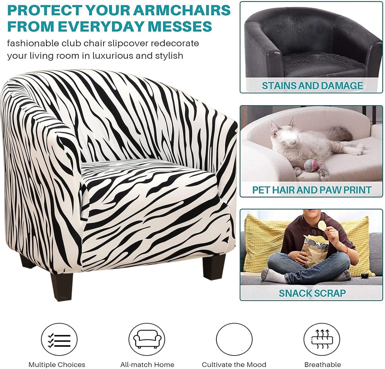 Konsilsa Stretch Tub Chair Covers, Jacquard Club Chair Slipcover for Tub Chair Slipcovers Spandex Armchair Cover Couch Furniture Protector Cover (Color : I)