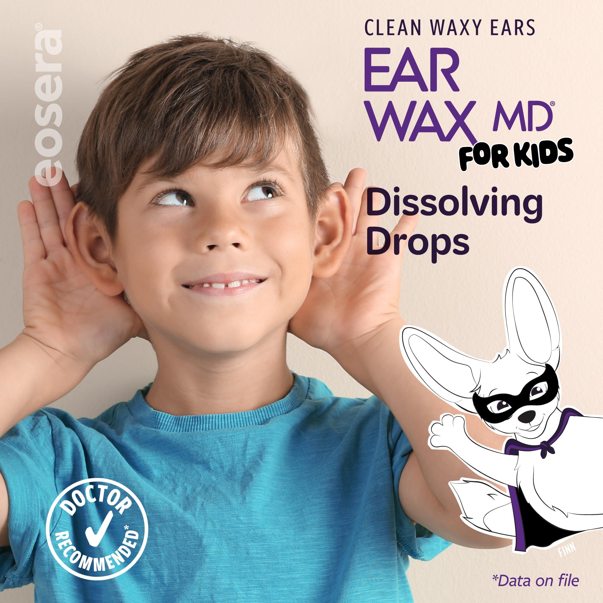 eosera® Ear Wax MD® para niños, gotas de limpieza de cera, 5 frascos de un solo uso, acción rápida, descompone y disuelve la cera en solo 1 tratamiento, clínicamente probado, suave y seguro