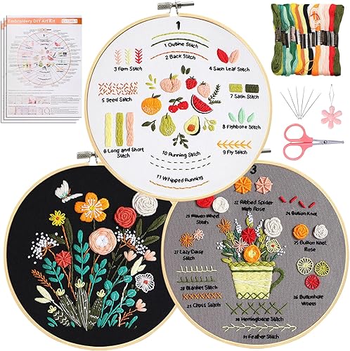 Miniatura 63 de Santune - Kit de bordado para adultos principiantes, kits de punto de cruz, patrones de mariposa e instrucciones (idioma español no garantizado)