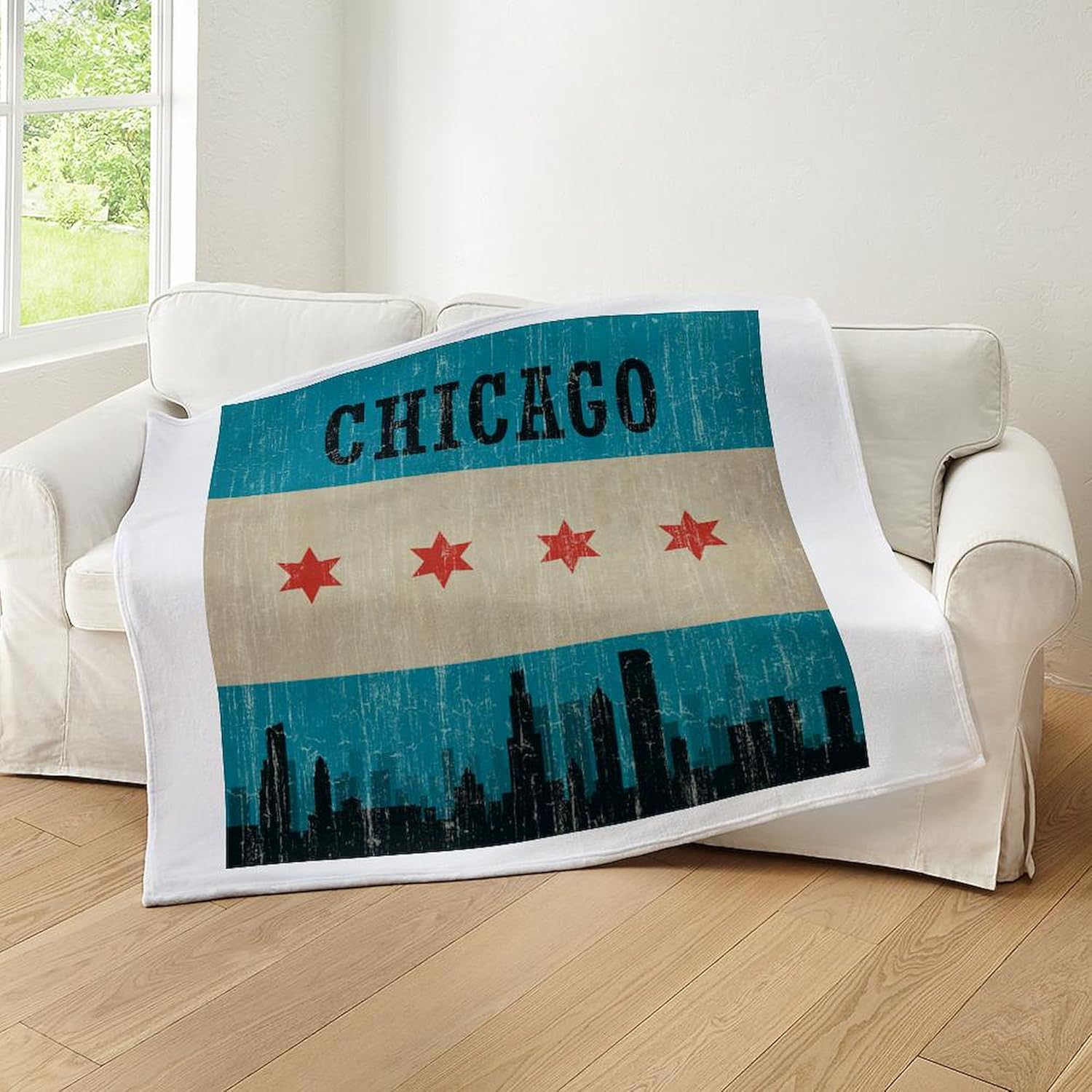 CafePress Vintage Chicago Skyline Throw Blanket Super Soft Fleece Plush Throw Blanket, 60"x50"