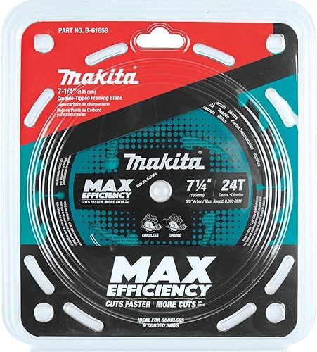 Miniatura 6 de Makita B-61656 7-14" 24T - Hoja de sierra circular de máxima eficiencia con punta de carburo, encuadre