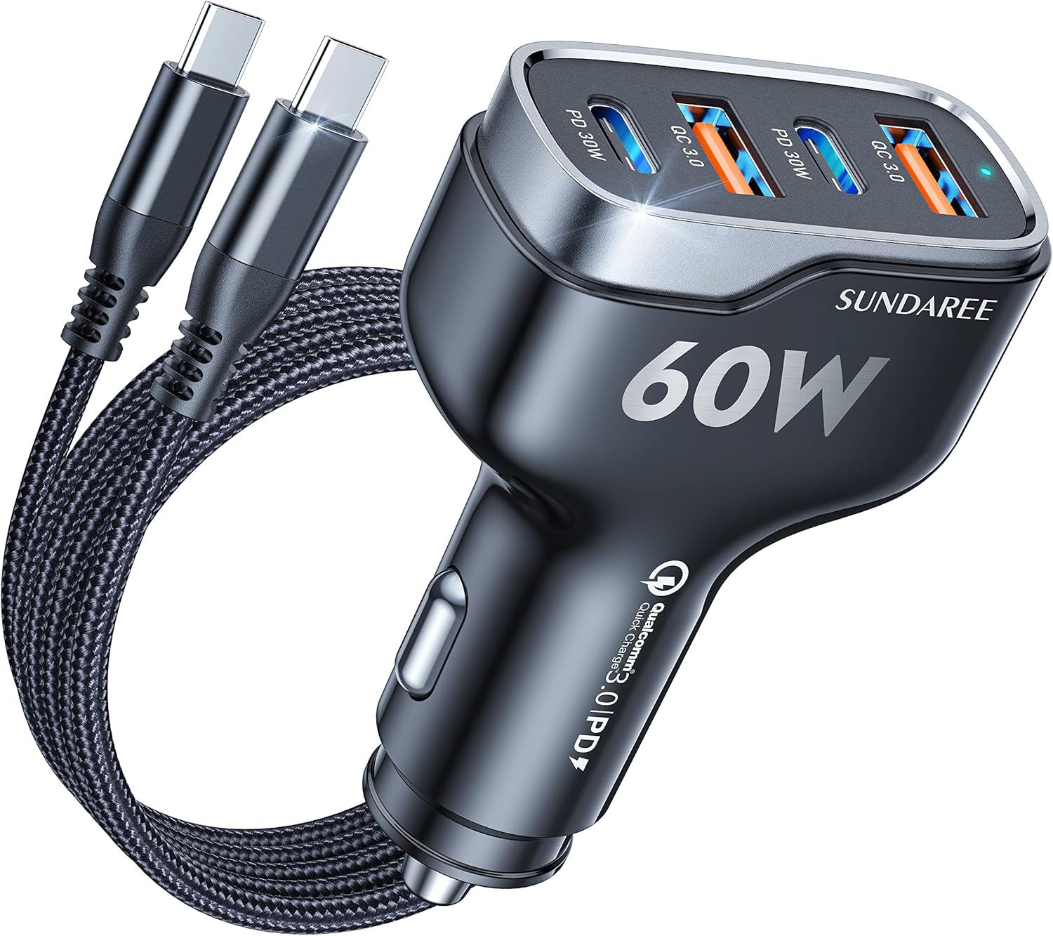 60W Fast Car Charger,SUNDAREE USB c Car Charger Fast