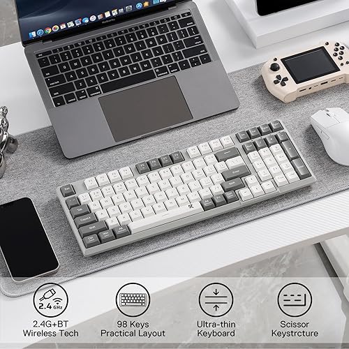 Miniatura 2 de Redragon BK7114 - Teclado inalámbrico de computadora de perfil bajo, 98 teclas, teclado delgado de mecanismo de tijeras de oficina con conexión