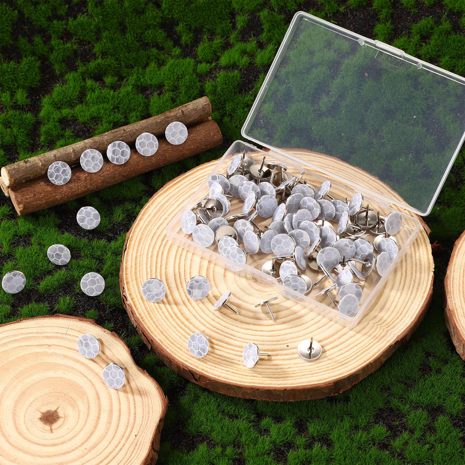 XIHIRCD 100pz Puntine Riflettenti per la Marcatura dei Sentieri, Puntine Luminose Marcatori di Sentieri Riflettenti Puntine Riflettenti per la Caccia Campeggio Supporto Alberi