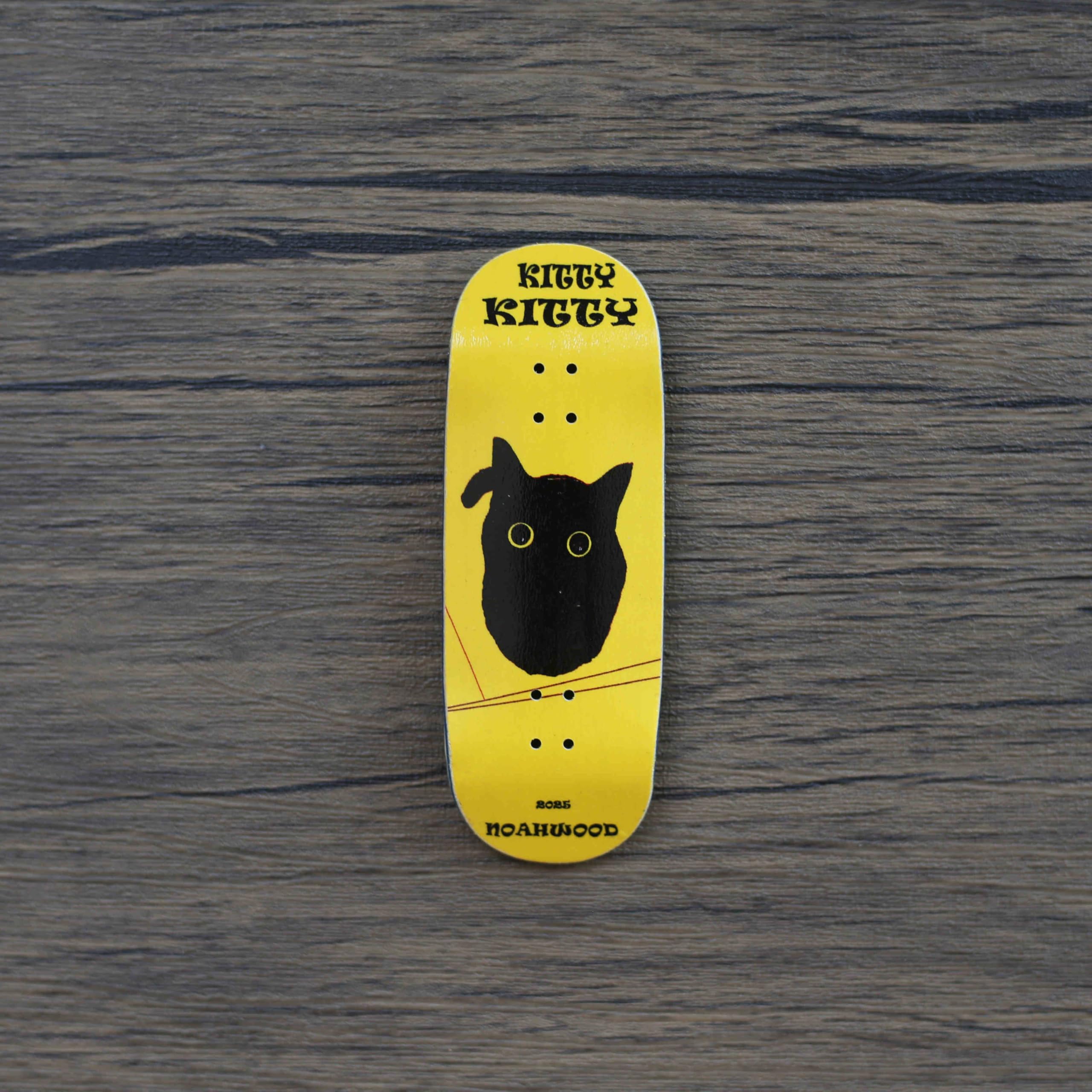 NOAHWOOD 15s PRO Fingerboard Deck (5-Layer Colour Maple Wooden Pro Concave 35 x 98mm Handmade Deck + 2 Grip Tape) Kitty Kitty