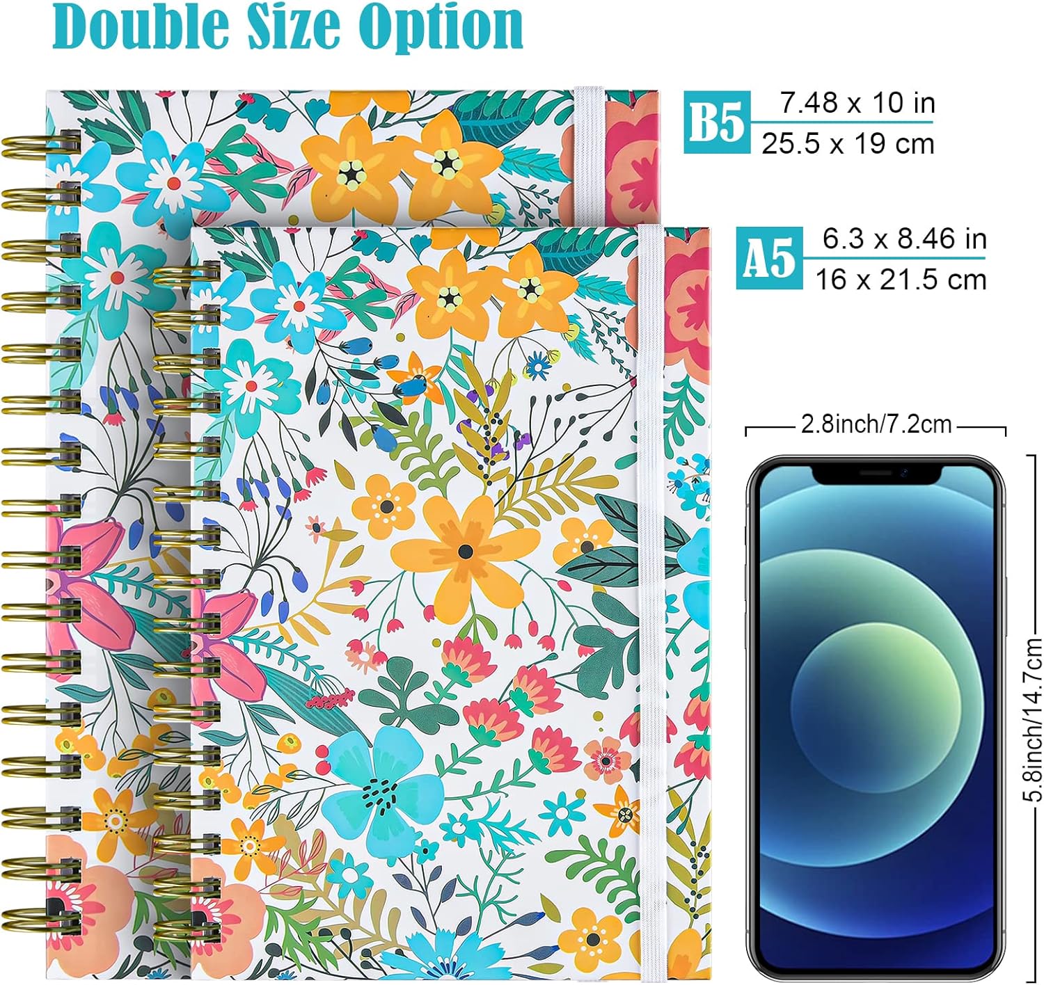 Spiral Notebook, B5 Lined Journal for women, Hardcover Spiral Journal with 2 Pockets, College Ruled Large Notebooks 7.48" x 10", 160 Pages Notebook for Office, School Supplies, Gifts - Image 5