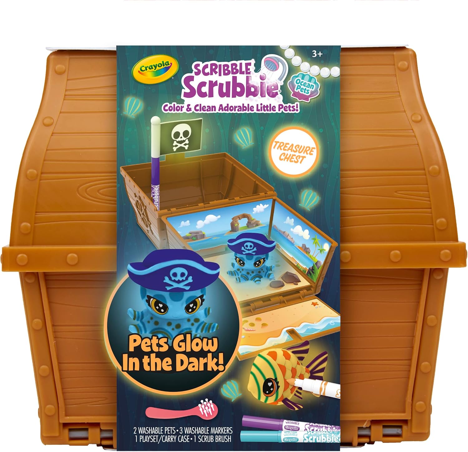 Crayola Scribble Scrubbie Pets Glow Ocean Playset, juguetes para niños