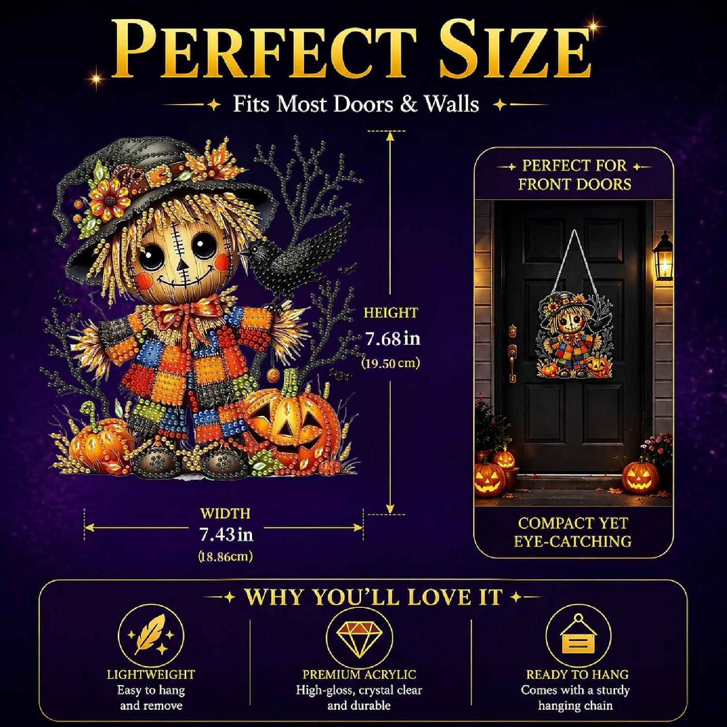 Halloween Hanging Diamond Art Kits for Adults Pendant Suncatcher 8x8 Inch image 3
