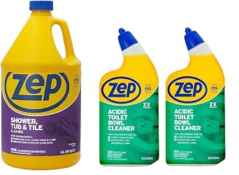 Zep ZUSTT128 Shower Tub and Tile Cleaner 1 Gallong Acidic Toilet Bowl Cleaner, 32 Oz 2 Pack