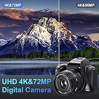 Vista 6 de 4K Digital Cameras for Photography-12X Optical Zoom with WiFi & App Control,72MP Vlogging Camera with 180° Flip Screen, Photography Camera with Auto