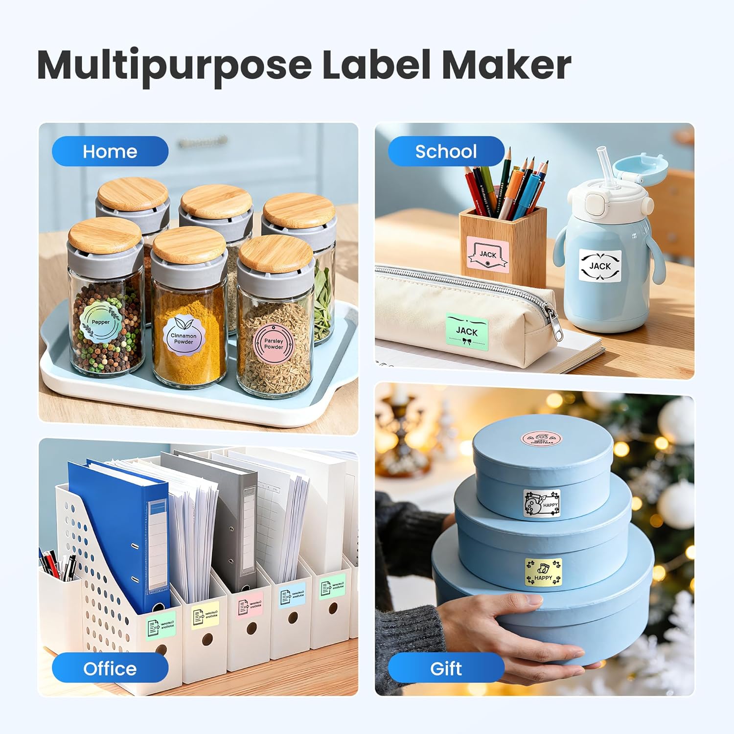 Label Maker Machine with Tape, 2 Inch Bluetooth Thermal Label Printer, Inkless Portable Sticker Printer with Multiple