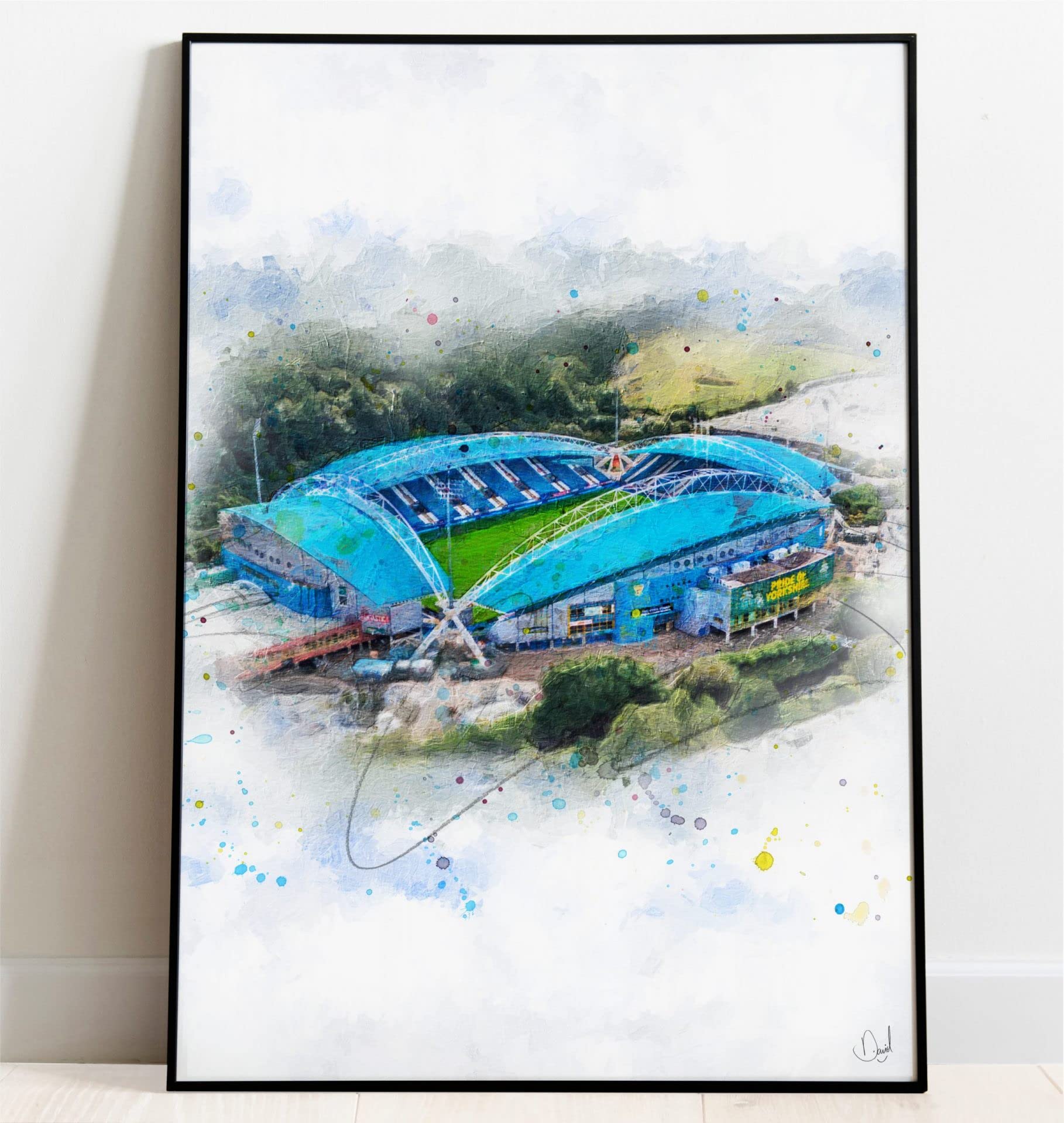 Ultras FC Huddersfield Town Kirklees Stadium Oil Painting Art Print (A4 Giclee Print - Portrait)