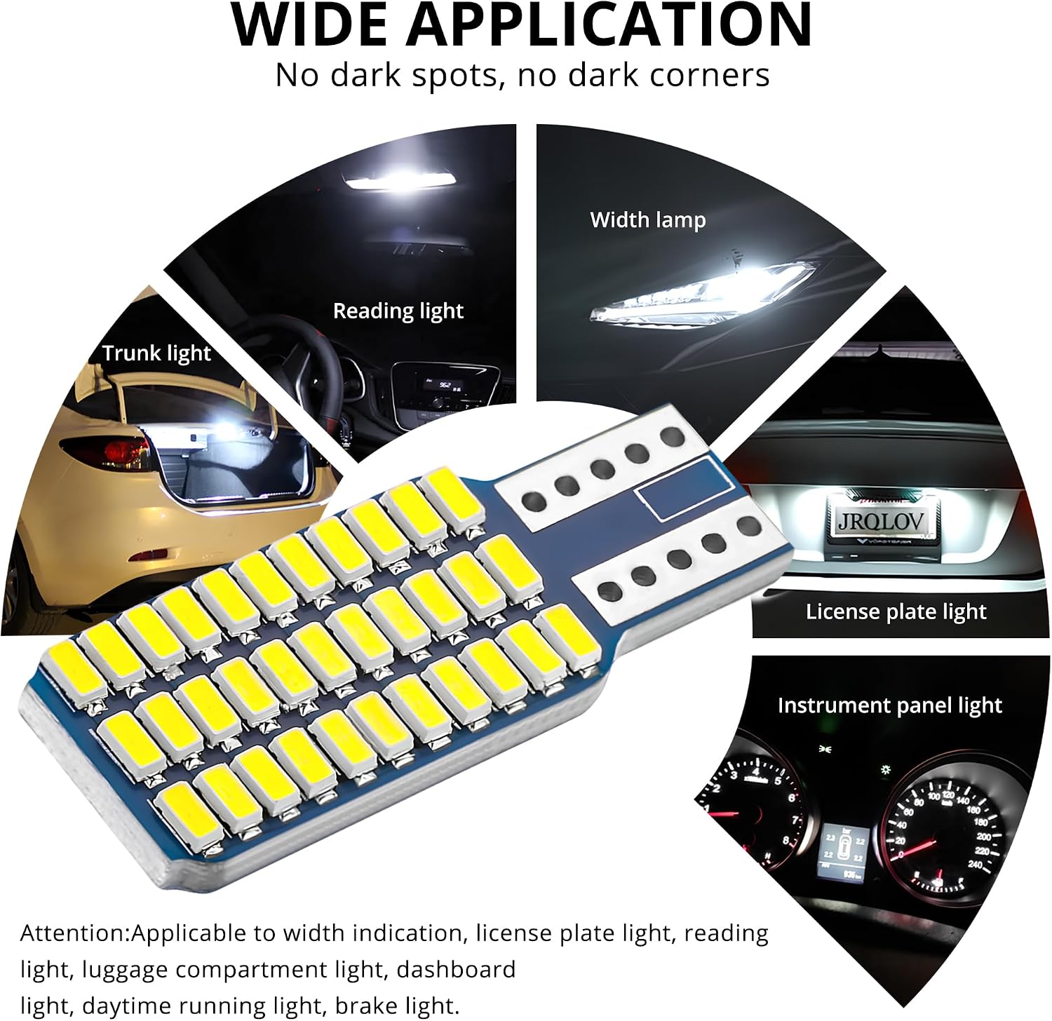 T10 3014 33SMD 12V Super Bright 6500K White LED Bulb for RV Lights Width Interior Lights Camper Light Reverse Light Dome Light Travel Trailer Lights Boat Lights Car Daytime Running Lights Pack of 4