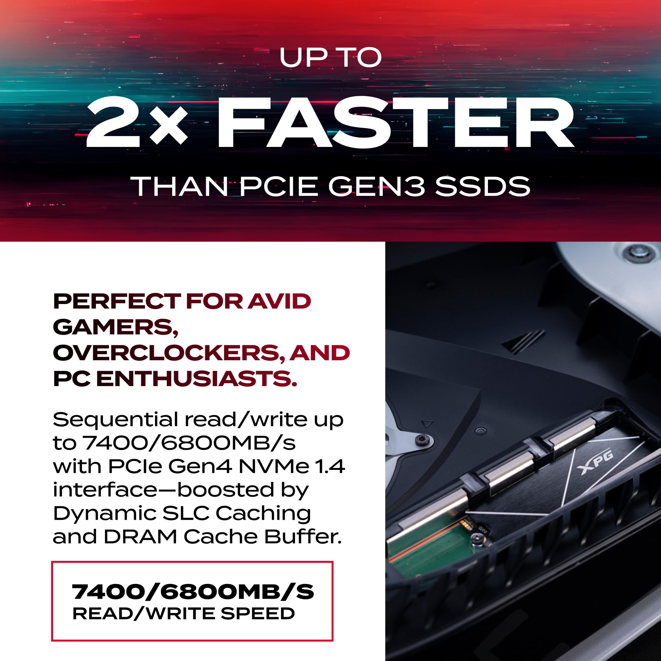 XPG GAMMIX S70 Blade M.2 NVMe 4TB PCIe Gen4 2280 Internal Gaming SSD