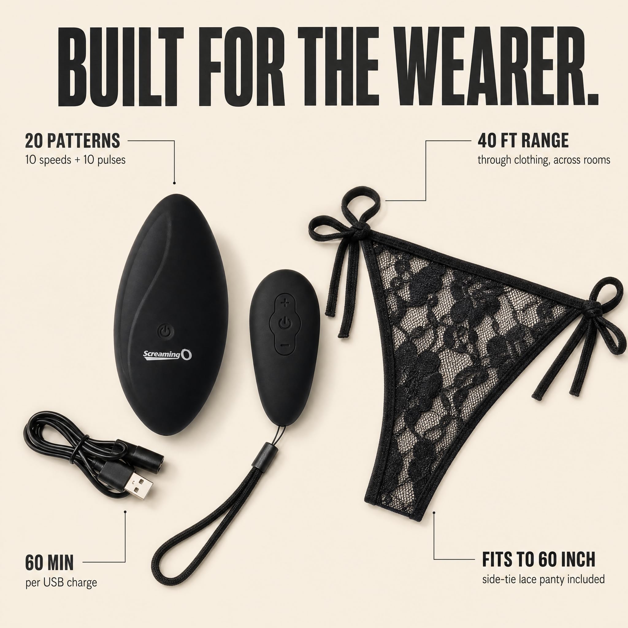 ebony vibrating panties Premium Ergonomic Vibrating Panty Set main image 0