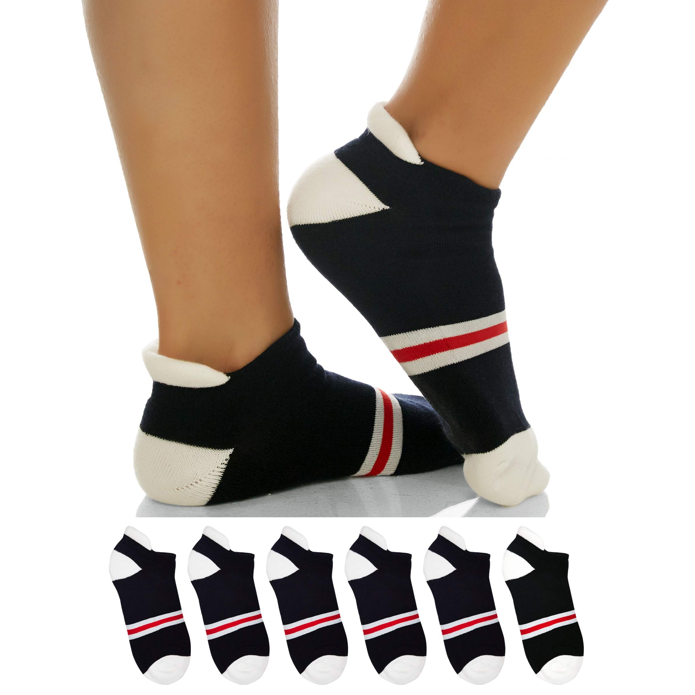 Sockyfy|Pack of 6| Unisex Socks- Athletic Ankle Extra Mesh Cotton Socks for Men and Women Free Size - Pack of 6 - Red and White in Gift Box||Summer Surprises Gifts |Gifts for Him|Gifts for Her