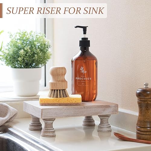 Miniatura 2 de EOSAHR Versátil juego de elevadores de madera para decoración del hogar, soportes de pedestal decorativos con dije de madera natural y elegancia