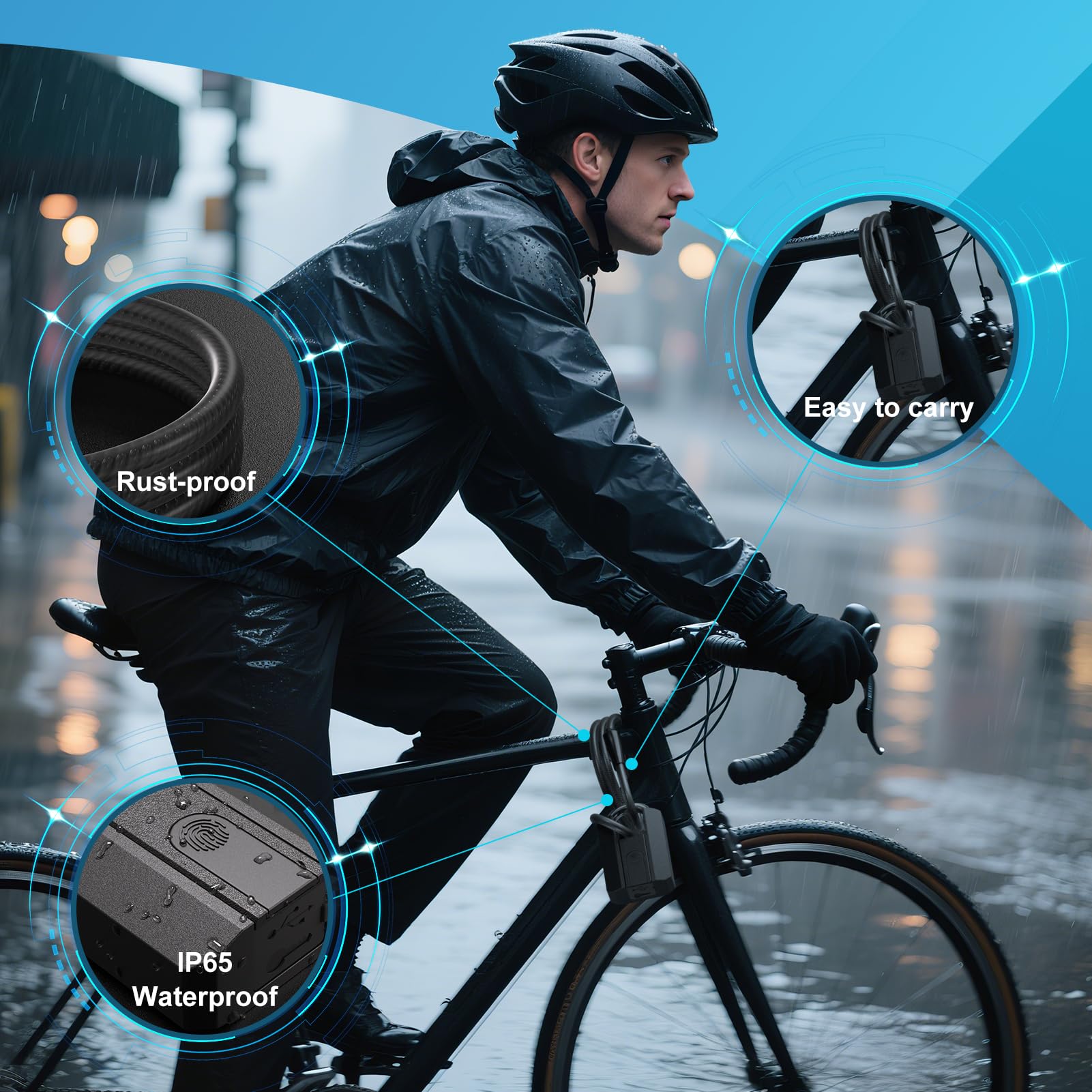 APECYC Cerradura en U para bicicleta con huellas dactilares