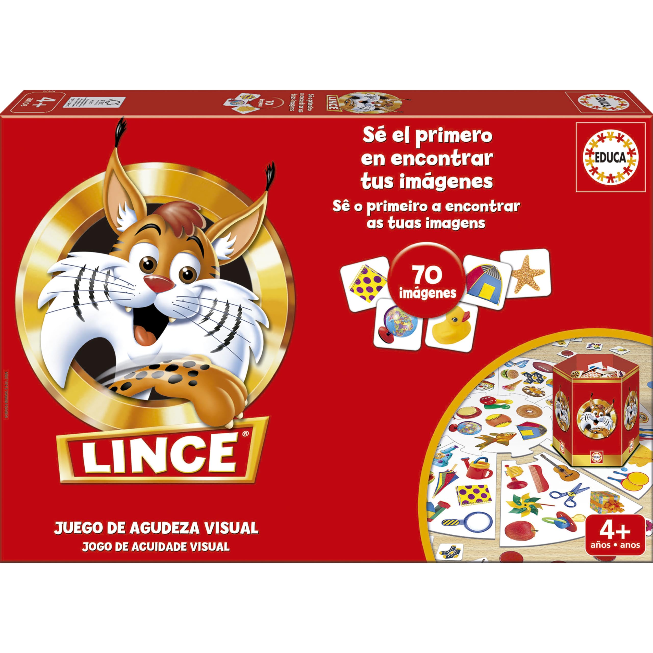 Educa - Lince 70 Imágenes | Juego de Mesa Educativo de Observación y Agudeza Visual | Memoria y Reflejos | para Toda la Familia | Regalo para Niños a Partir de 4 Años The Forest Stewardship Council