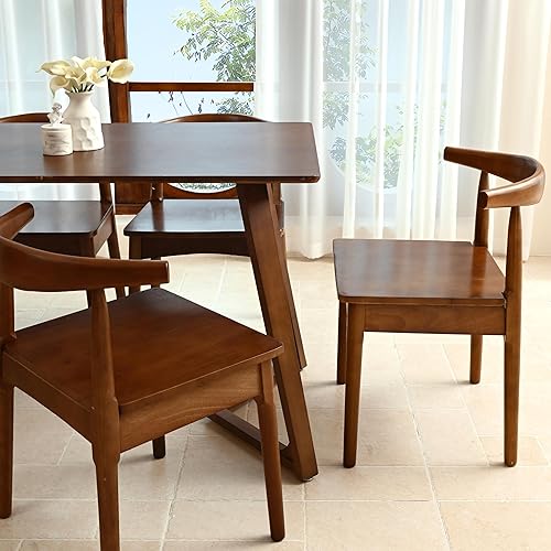 Miniatura 8 de DELAVIN Juego de 4 sillas de comedor de madera maciza, sillas de cocina con patas de madera de roble macizo, sillas de comedor con respaldo de