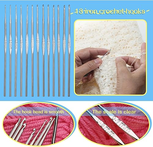Miniatura 4 de UzecPk Juego de 65 ganchos de ganchillo, juego de agujas de ganchillo con bolsa de almacenamiento, juego de ganchos de ganchillo ergonómicos para