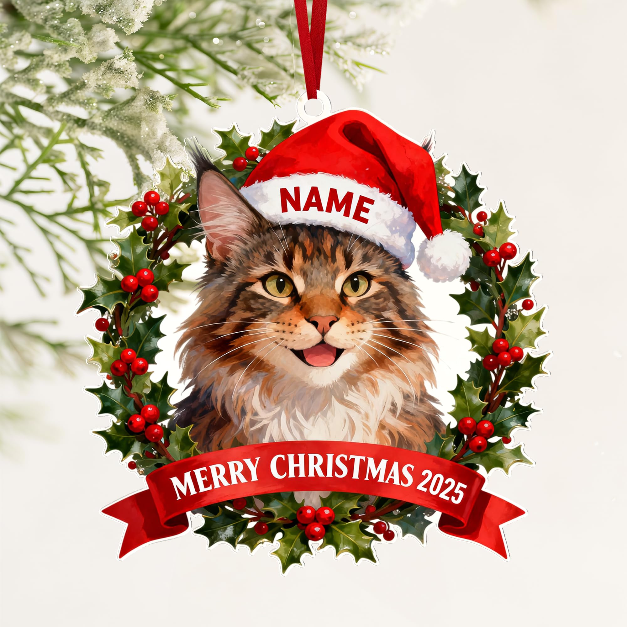 Personalised Dog/Cat Christmas Tree Decorations - Custom Pet Christmas Bauble with Text & Name, Dog Xmas Tree Ornaments, Puppy Cat Pet Lover Keepsake Gifts