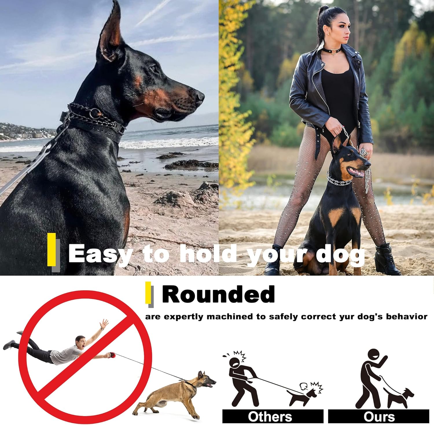Pinch Prong Collar for Dogs, Adjustable Dog Training Choke Spike No Pull Martingale Collars with Quick Release Buckle for Small Medium Large Dogs Stainless Steel (12"~28" Gold 3.0mm)