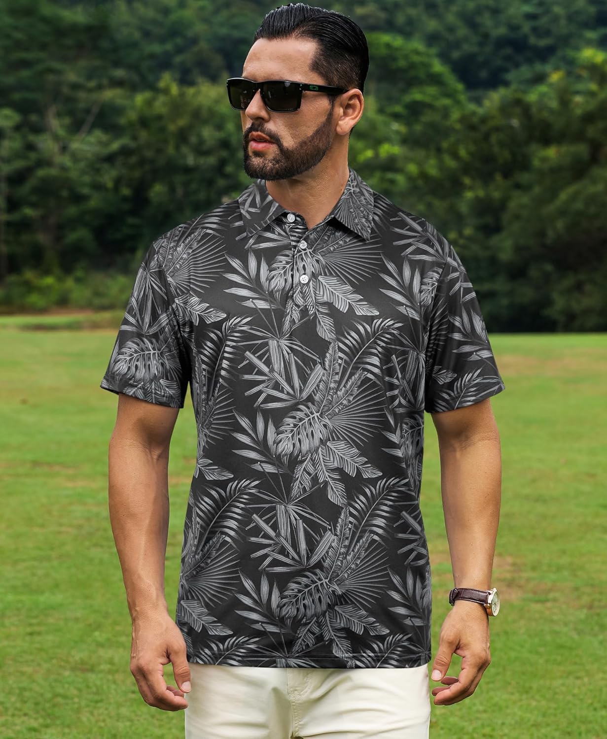 ELETOP Men's Golf Polo Shirts Short Sleeve Moisture Wicking Hawaiian Tropical Polos Performance Golf Shirts for Men Dry Fit - Image 4