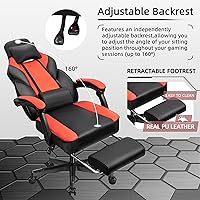 Vista 8 de Shintenchi Gaming Chair with Footrest, Massage Lumbar Support, Height Adjustment, and 360° Swivel Seat. Ergonomic Design for Gaming