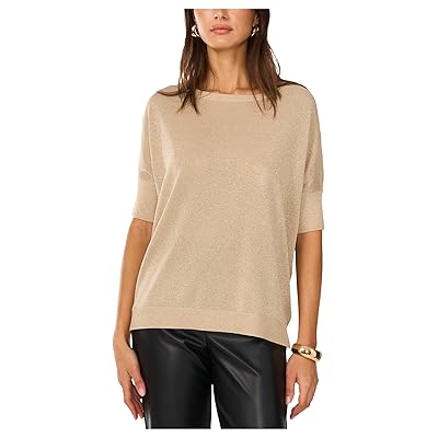 Vince Camuto 3/4 Sleeve Wide Crew Neck w/ Allover Lurex Women
