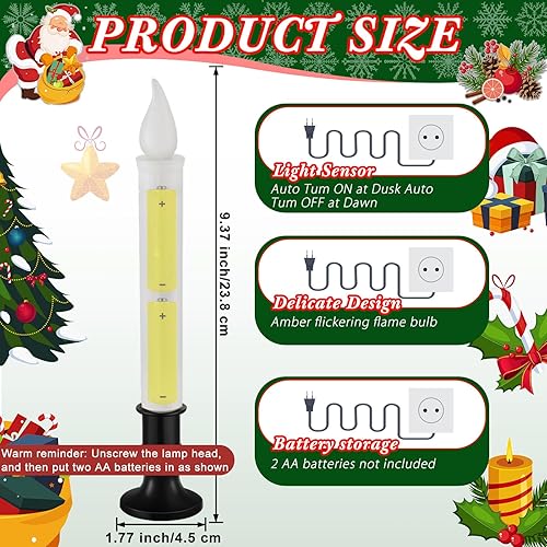 Miniatura 2 de Baquler 8 velas LED de Navidad para ventana con sensor de luz del atardecer al amanecer, 9.37 pulgadas, sin llama, inalámbricas, sin llama, con
