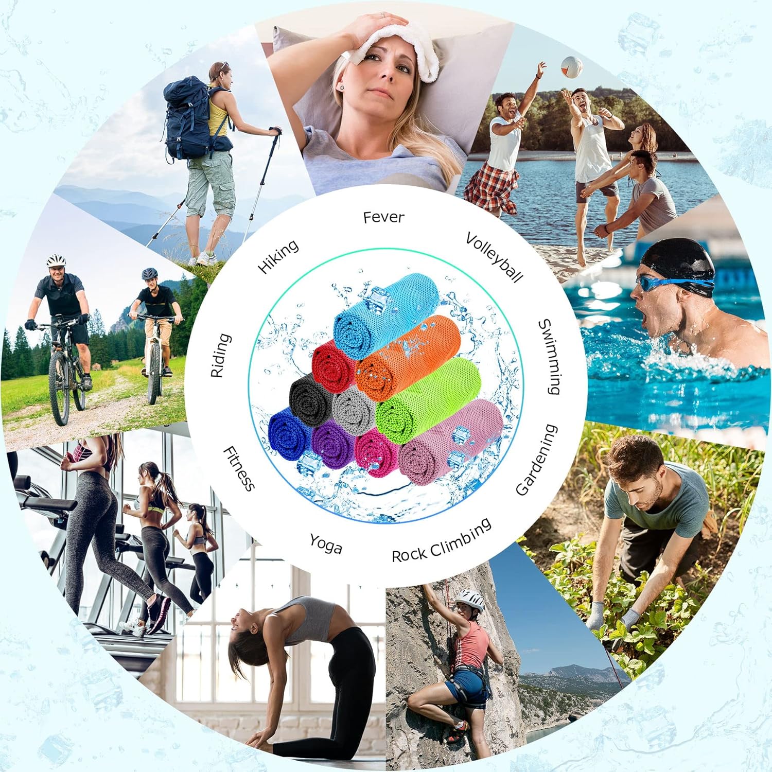 MENOLY 120 Pack Cooling Towel for Neck, Microfiber Soft Workout Ice Chilly Towel for Sports, Gym, Yoga, Camping, Running, Fitness, Workout & More Activities