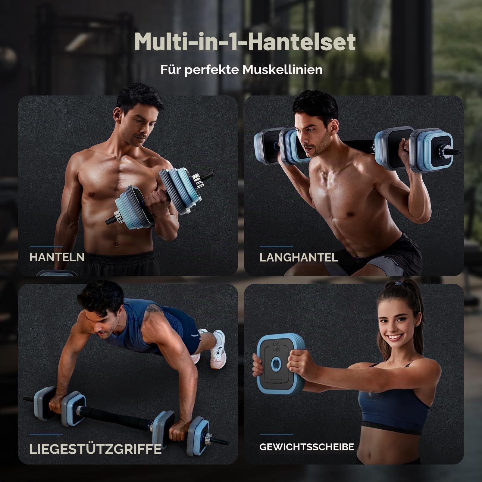 Merach Hanteln Set Kurzhanteln 10kg/20kg/30kg/40kg,3 in 1 Verstellbar Dumbbell,Langhanteln,LIEGESTÜTZE,Hantelscheiben, Hantel mit Verbindungsstahlrohr Gewichten,Krafttraining,Zuhause, Fitnessstudio