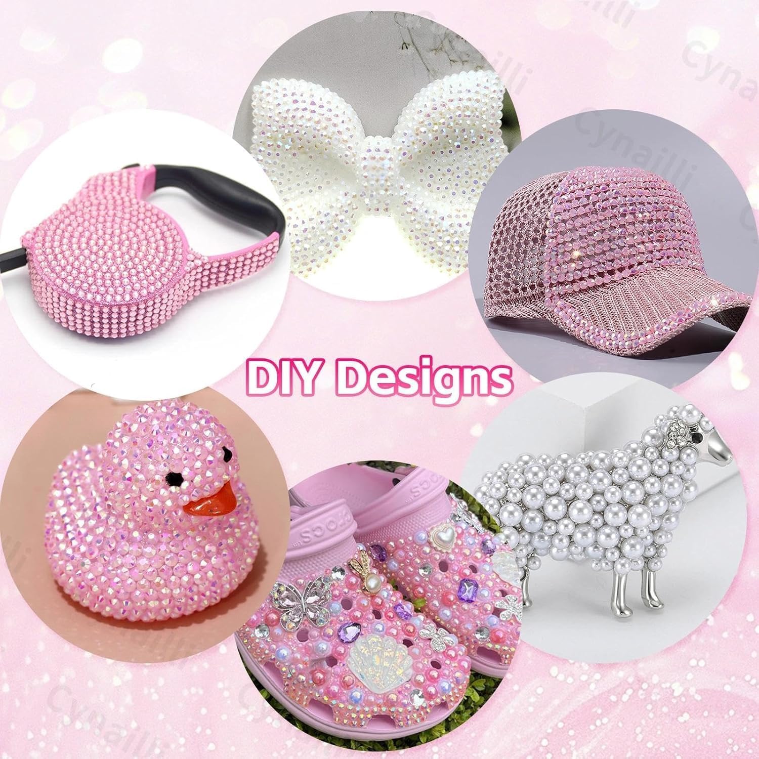 Pink White Flatback Pearls for Crafting 60g Half Pearls Gems for Nails DIY