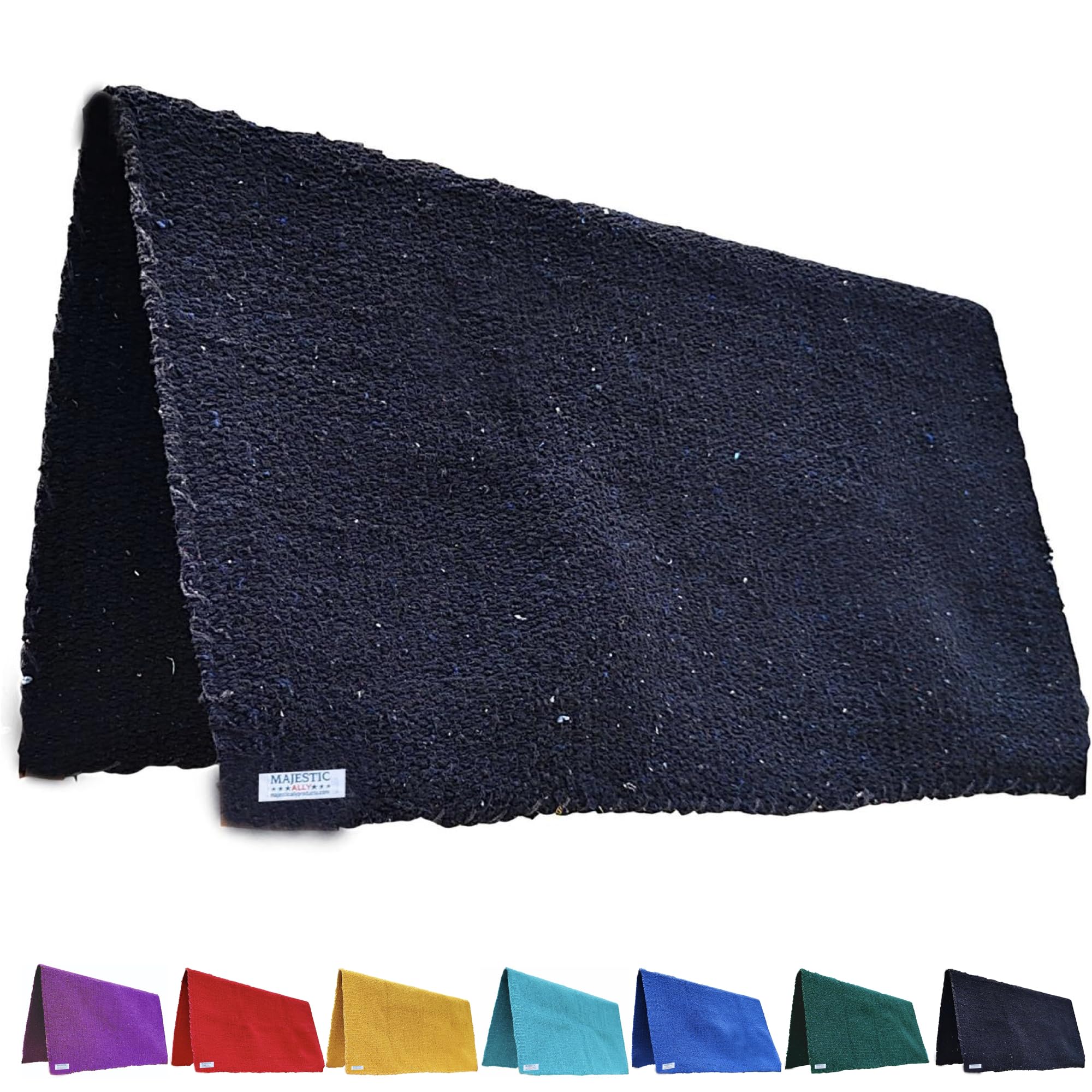 Majestic Ally Solid Color 34"x 36" Traditional Acrylic Saddle Blanket with Hemline Edges-3.7 lbs (Black)