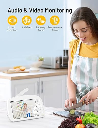 Miniatura 3 de Monitor de bebé, monitor de video para bebé de pantalla dividida 1080P de 5.5 pulgadas con cámara y audio, conversación de 2 vías, batería de 5000