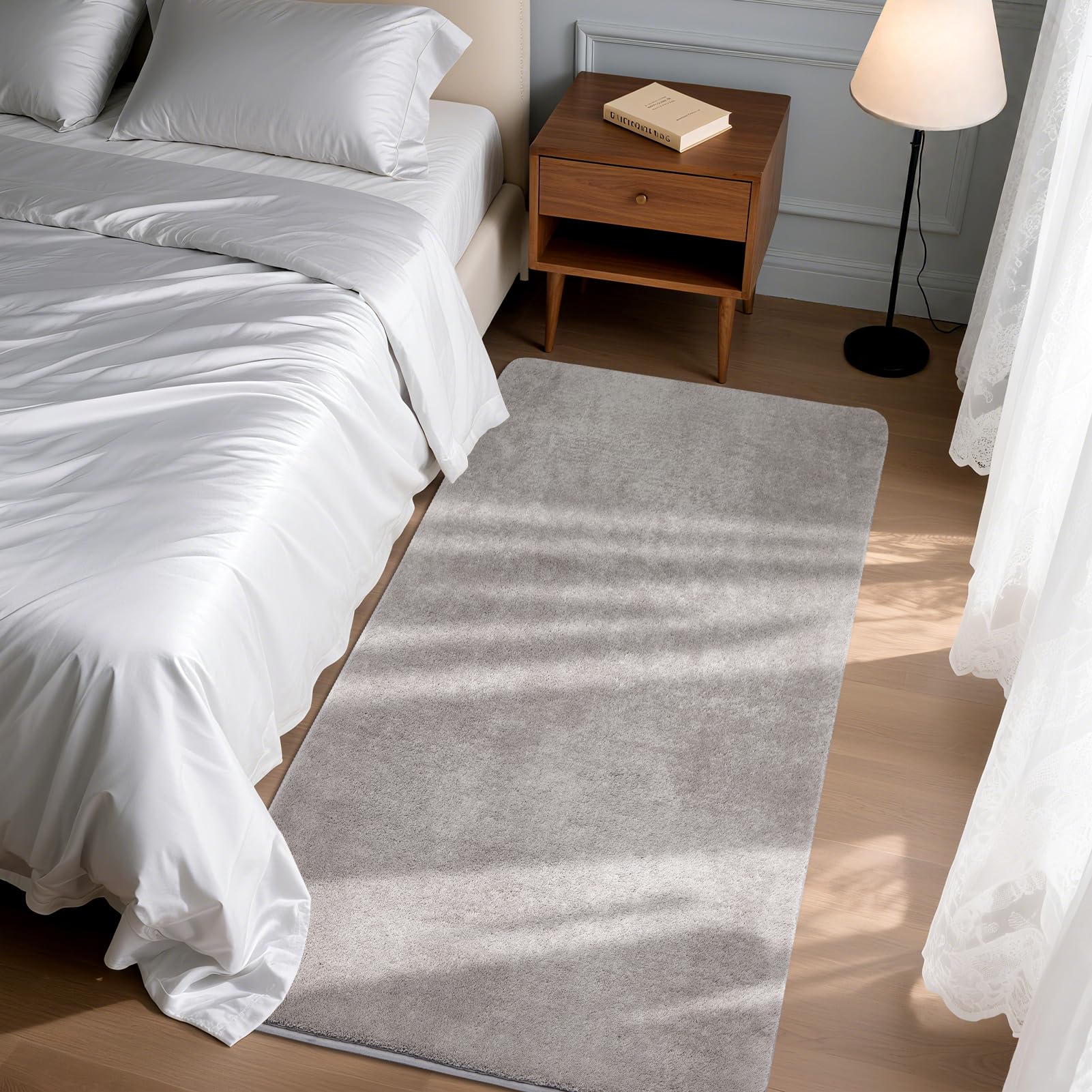 Puremy Teppich Wohnzimmer Kurzflor Anti-Rutsch Rückseite Einfarbiges Design Waschbar, 80x150cm, Dunkelgrau