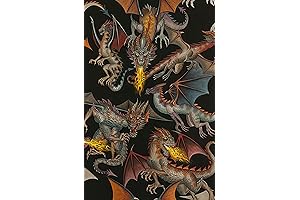 Alexander Henry: Tale of the Dragon Fabric - Mystical Black Dragon Design Fabric