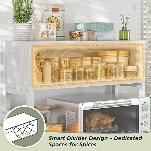 Miniatura 7 de EnHomee Soporte para microondas, estante de microondas de 205 libras, estante ajustable de encimera resistente de 4 niveles con 9 ganchos para