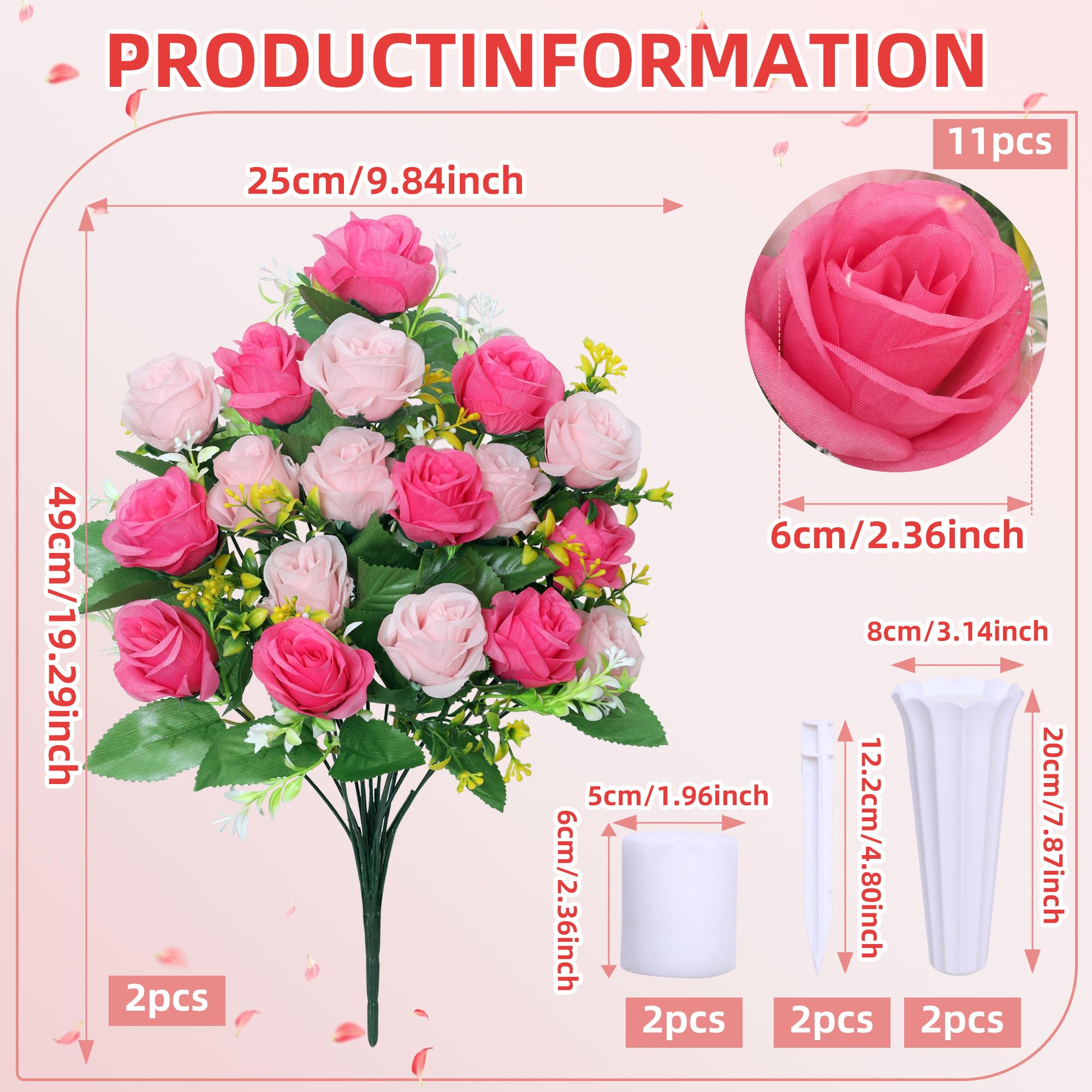 UPKOCH Künstlicher Friedhofsblumenstrauß Mit Vase - Grabdekoration, Wasserdicht, Für Draußen