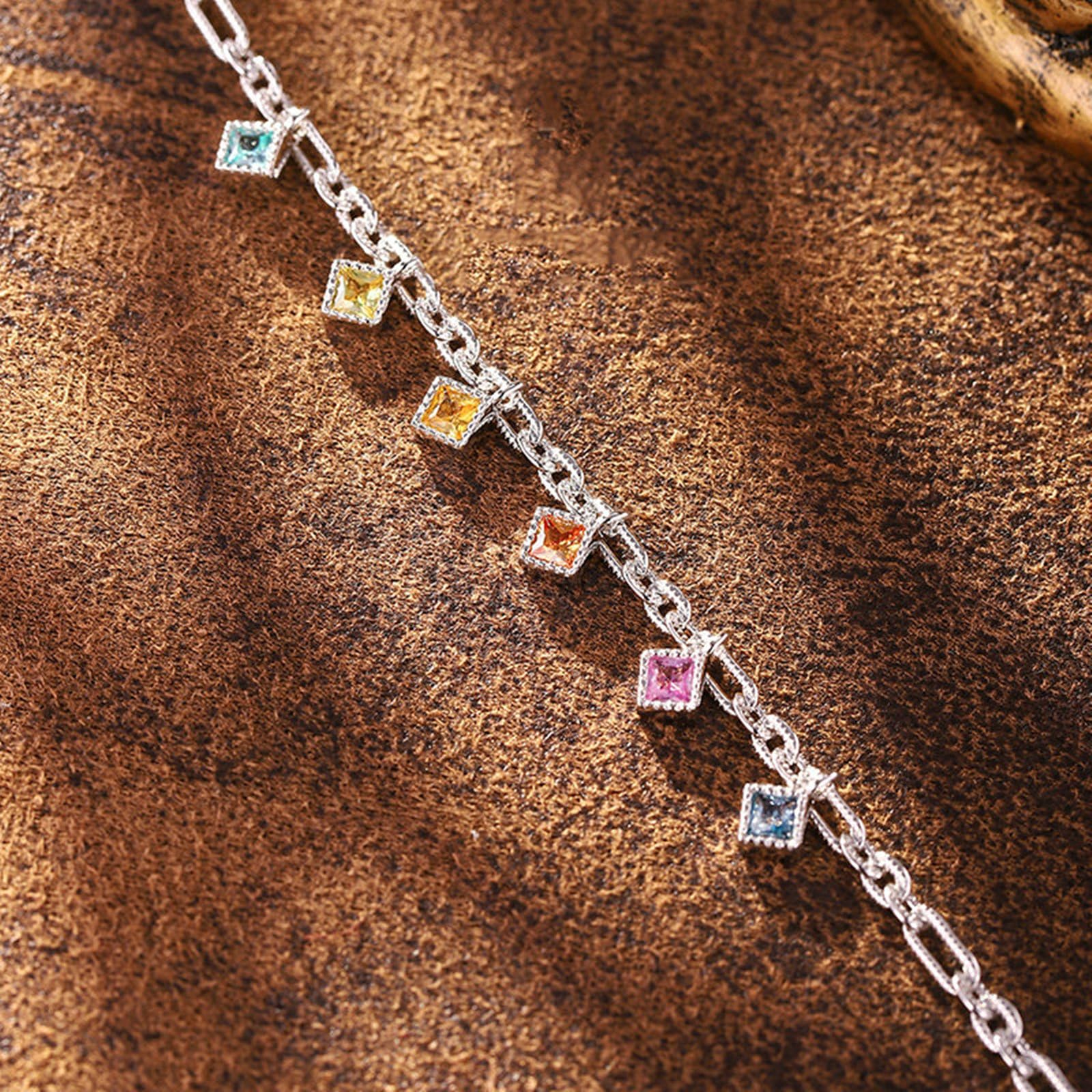 Armband 18K 14K 9K Weißgold Damen 21-23CM Anhänger mit 1.25ct Buten Saphir