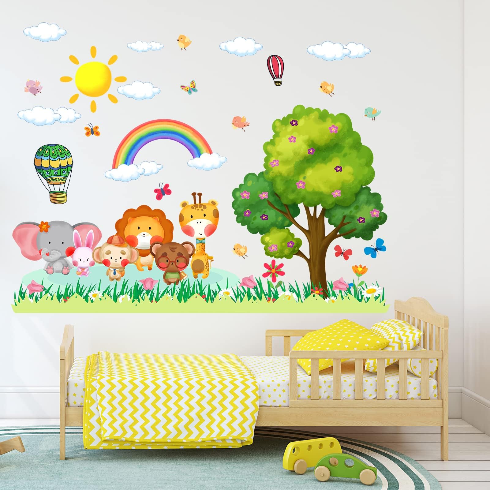 Czcpp-Airplanes Animal Wall Decals Elephant Panda Monkey Flying Animal Wall Stickers Baby Nursery Kids Bedroom Daycare Wall Decor