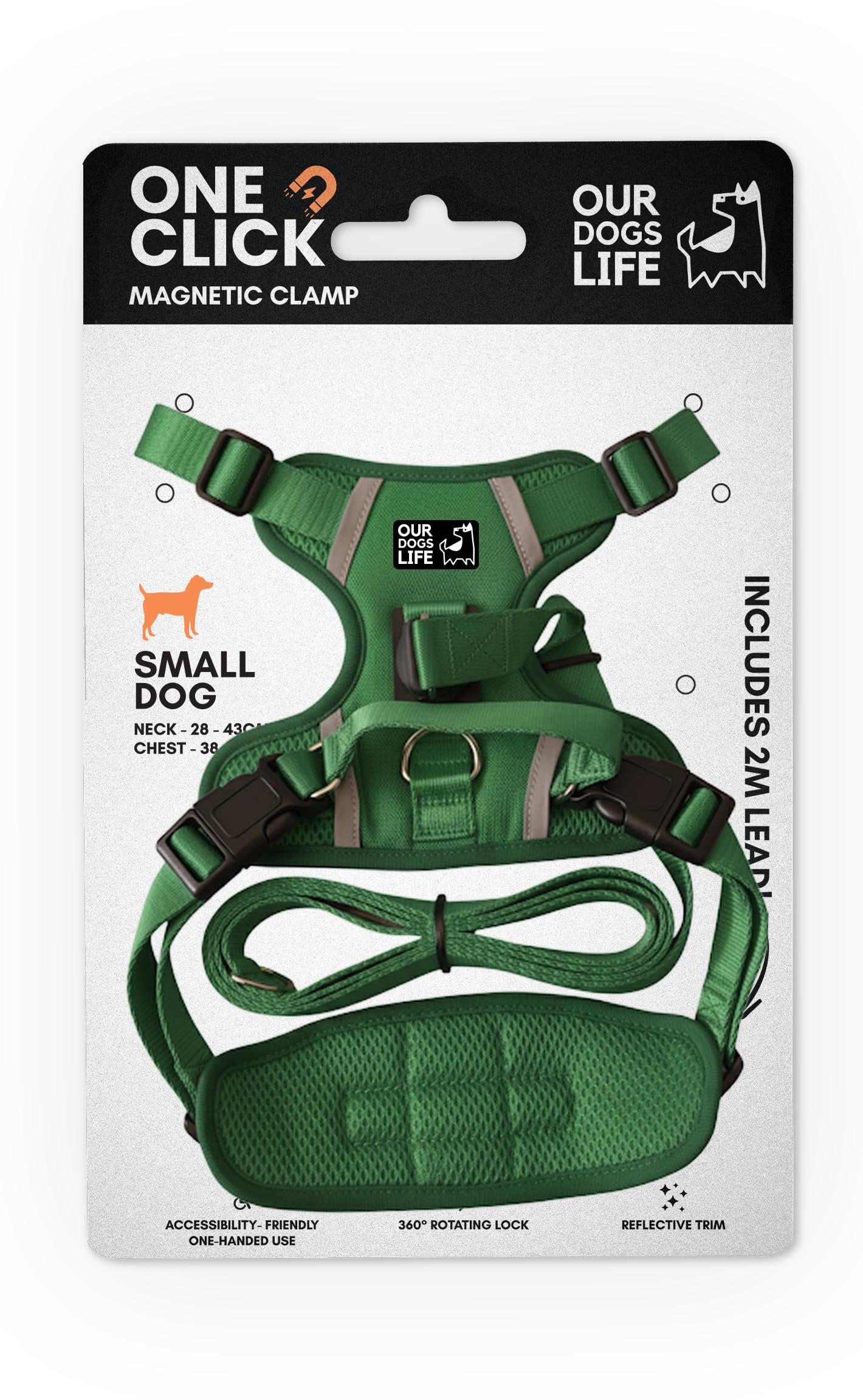 Magnetic Dog Harness & 2M Lead Set | One-Hand Easy Lock Harness for All Dogs | Reflective, Breathable, No-Pull Design with 360ยฐ Swivel Buckle | SGS Tested Strong & Safe โ image 1