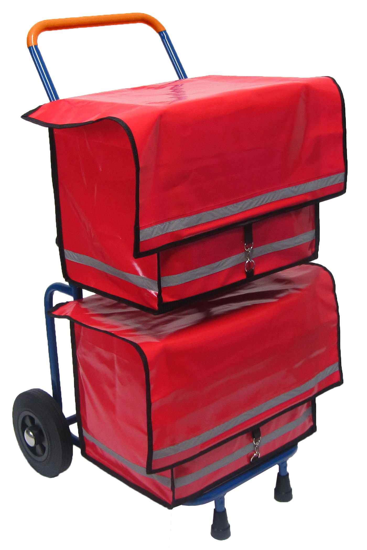 Zeitungsroller Multi2 mit Zwei roten Zeitungstaschen und Luftbereifung, Zustellerbedarf