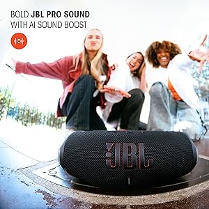 JBL Charge 6 - Portable Waterproof & Drop-Proof Bluetooth Speaker, Bold Pro Sound with AI Sound Boost, 28Hrs of Playtime, Built-in powerbank & Comes with a Sturdy/Removable Carrying Strap (Squad)