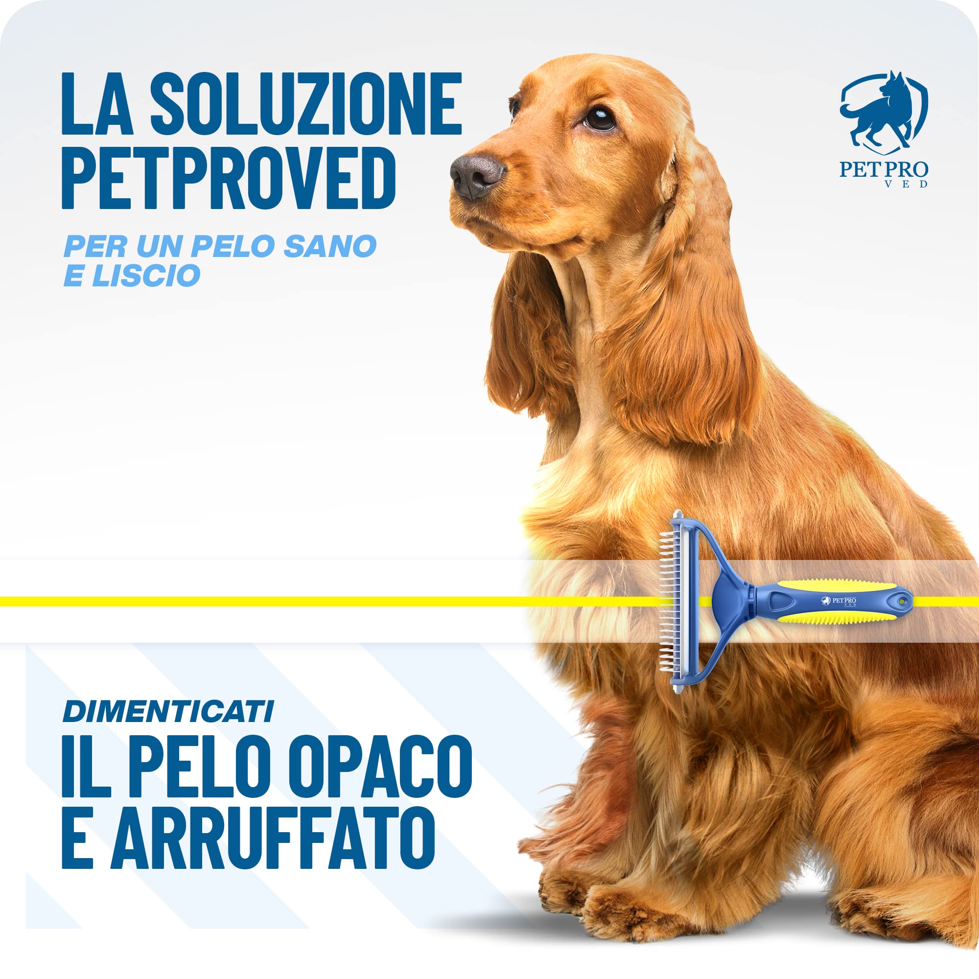 PETPROVED Spazzola per Cani Pelo Lungo Medio 2in1 Sottopelo Spazzola Cani Gatto Pelo Lungo Avanzate Doppia Faccia Spazzole per Gatti Medio